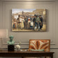 Canvas art print featuring a street scene with crowd gathered around vendor demonstrating product, presented within a refined interior setting