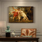 Canvas art print featuring mythological figures interacting in dramatic outdoor scene, presented within a refined interior setting
