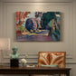 Canvas art print featuring a garden landscape with figure and dense greenery, presented within a refined interior setting
