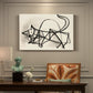 Canvas art print featuring a simplified line drawing of cat using loose strokes, presented within a refined interior setting