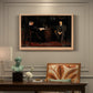 Canvas art print featuring a group of figures gathered indoors around central figure, presented within a refined interior setting