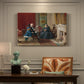 Canvas art print featuring a family seated together in interior room engaged in quiet activity, presented within a refined interior setting