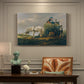 Canvas art print featuring a wagon carrying hay through countryside, presented within a refined interior setting
