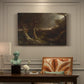 Canvas art print featuring a swirling tornado cutting through forest landscape with dark storm clouds, presented within a refined interior setting
