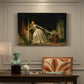 Canvas art print featuring an intimate interior scene with couple sharing a secret kiss, presented within a refined interior setting