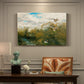 Canvas art print featuring ducks moving through grassy wetland near water's edge, presented within a refined interior setting