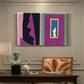 Canvas art print featuring an abstract collage with cut-out shapes forming symbolic composition, presented within a refined interior setting