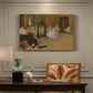 Canvas art print featuring a ballet class with dancers practicing positions under instructor guidance, presented within a refined interior setting