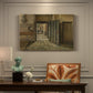 Canvas art print featuring two figures standing in sparse interior engaged in quiet exchange, presented within a refined interior setting