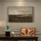 Canvas art print featuring a coastal view with ships and shoreline under sky, presented within a refined interior setting