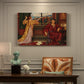 Canvas art print featuring a woman seated inside ornate interior symbolizing confinement and luxury, presented within a refined interior setting