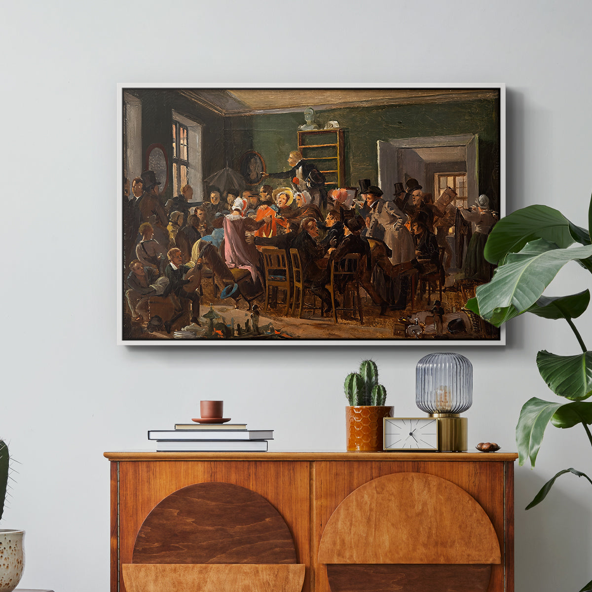 An Auction Scene, 1835 - Floater Framed Canvas Print