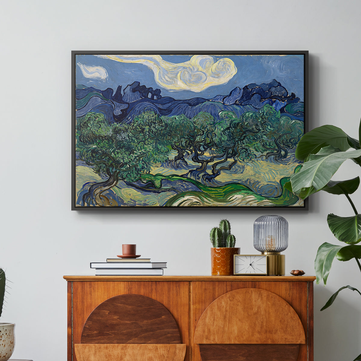 Olive Trees with the Alpilles in the Background, 1889 - Floater Framed Canvas Print