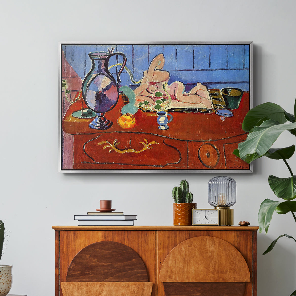 Still Life with a Pewter Jug and Pink Statuette, 1910 - Floater Framed Canvas Print