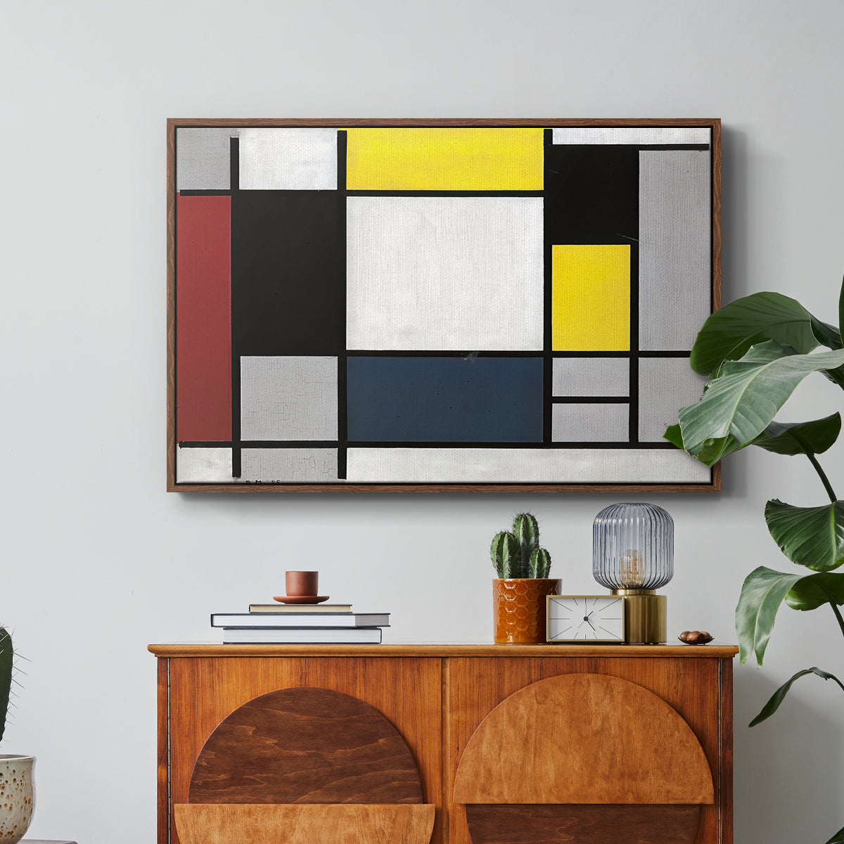 Composition with Yellow, Red, Black, Blue, and Gray, 1920 - Floater Framed Canvas Print