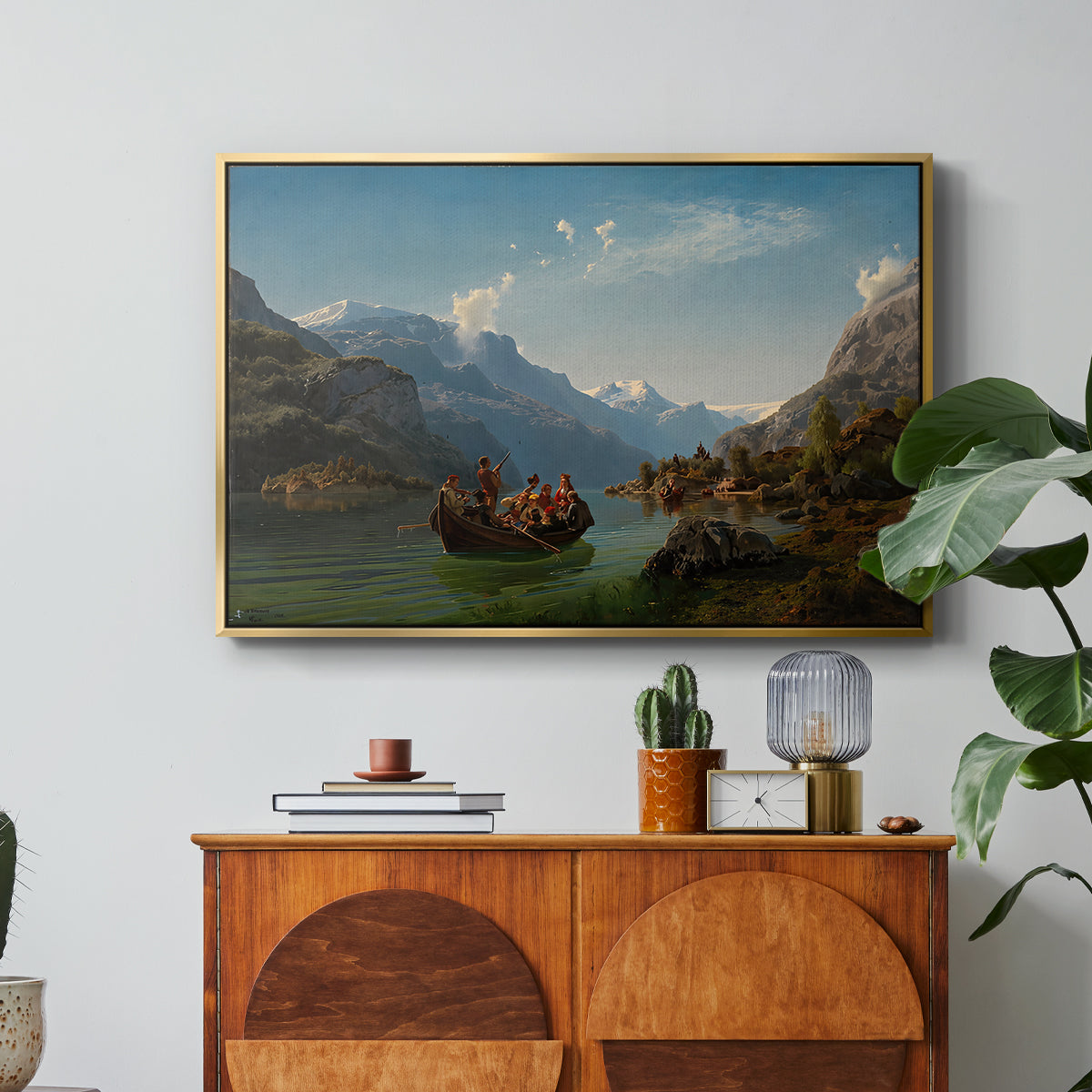 Bridal Procession on the Hardangerfjord, 1848 - Floater Framed Canvas Print