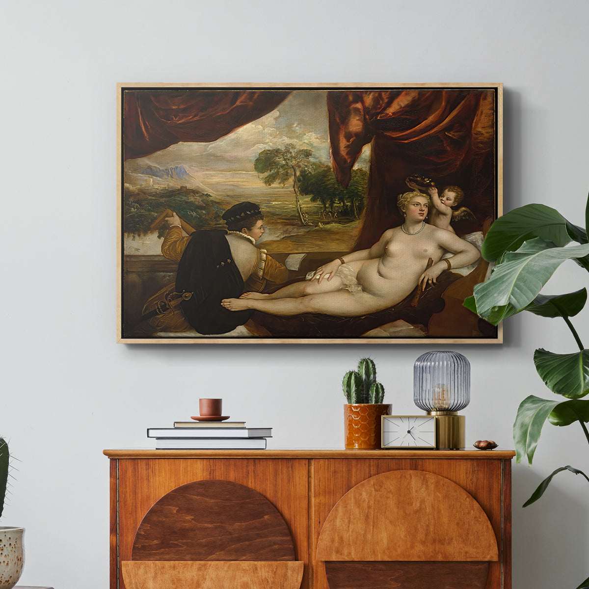 Venus and the Lute Player, c. 1565-1570 - Floater Framed Canvas Print
