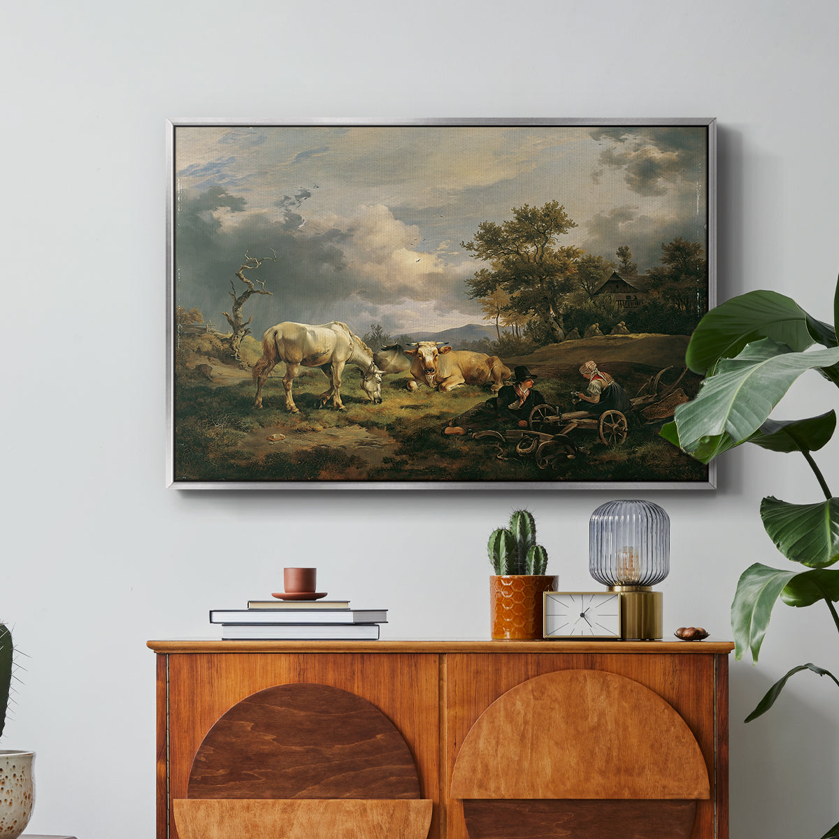 Young Peasant Couple Resting in the Field, 1829 - Floater Framed Canvas Print