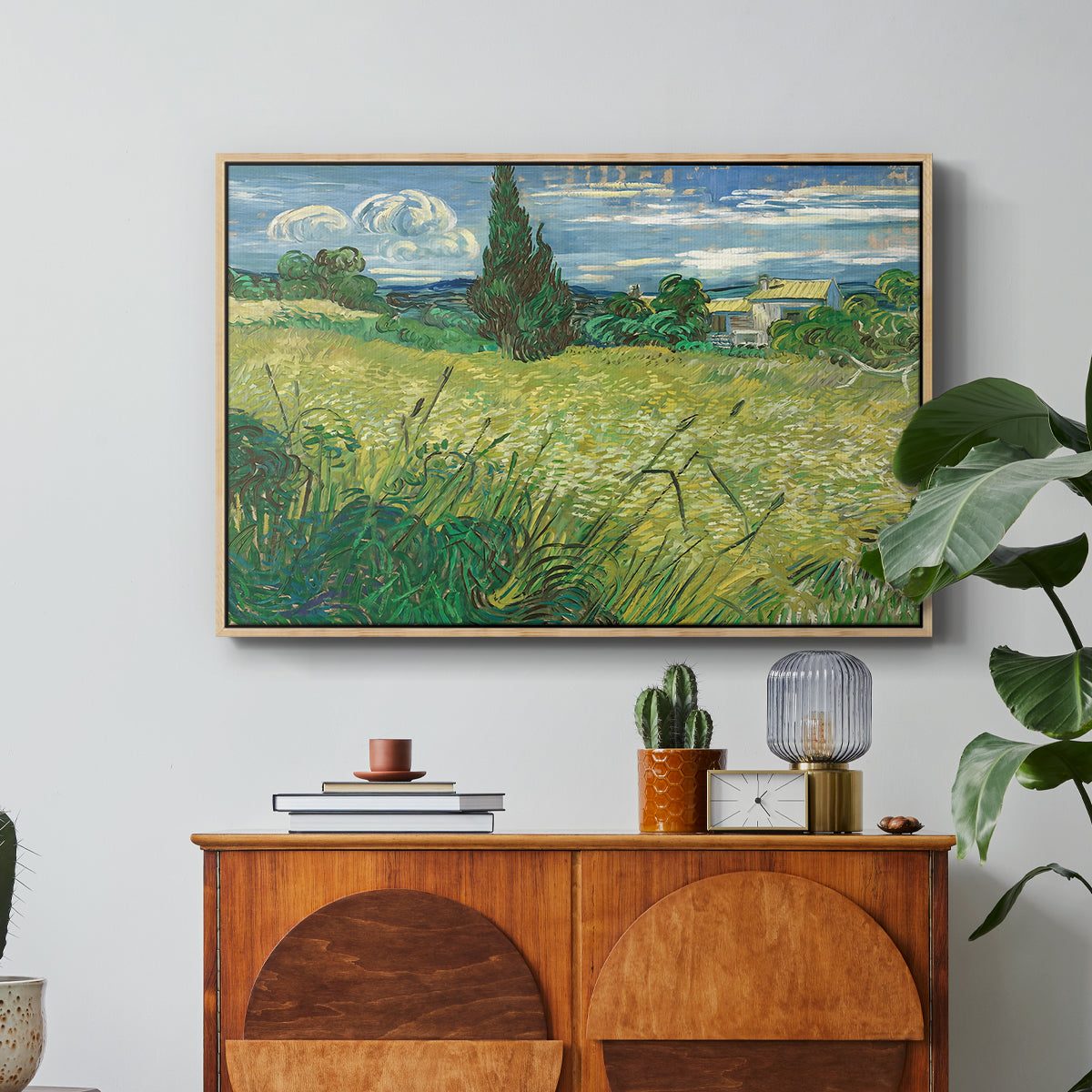 Green Wheat Field with Cypress, 1889 - Floater Framed Canvas Print