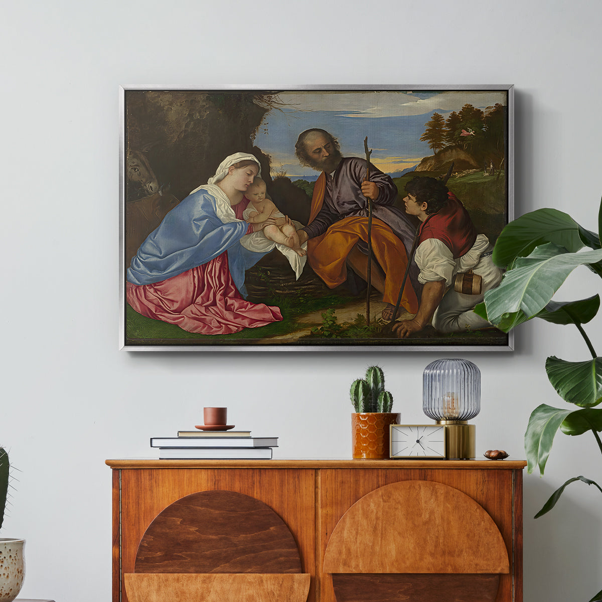 The Holy Family with a Shepherd, c. 1510 - Floater Framed Canvas Print