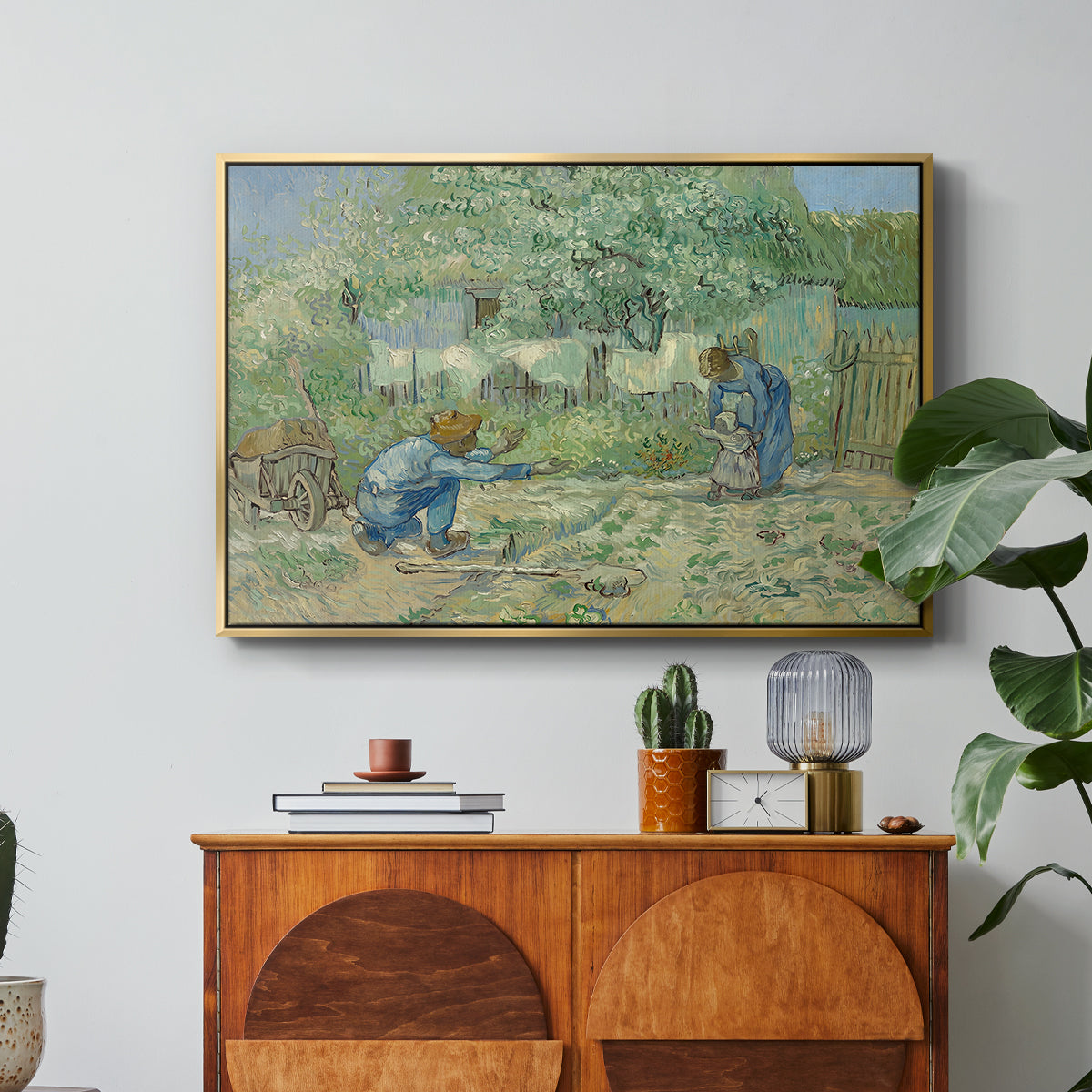 First Steps after Millet, 1890 - Floater Framed Canvas Print
