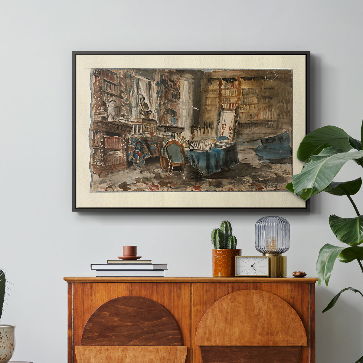 Cabinet de Flaubert à Croisset, 1874 - Floater Framed Canvas Print