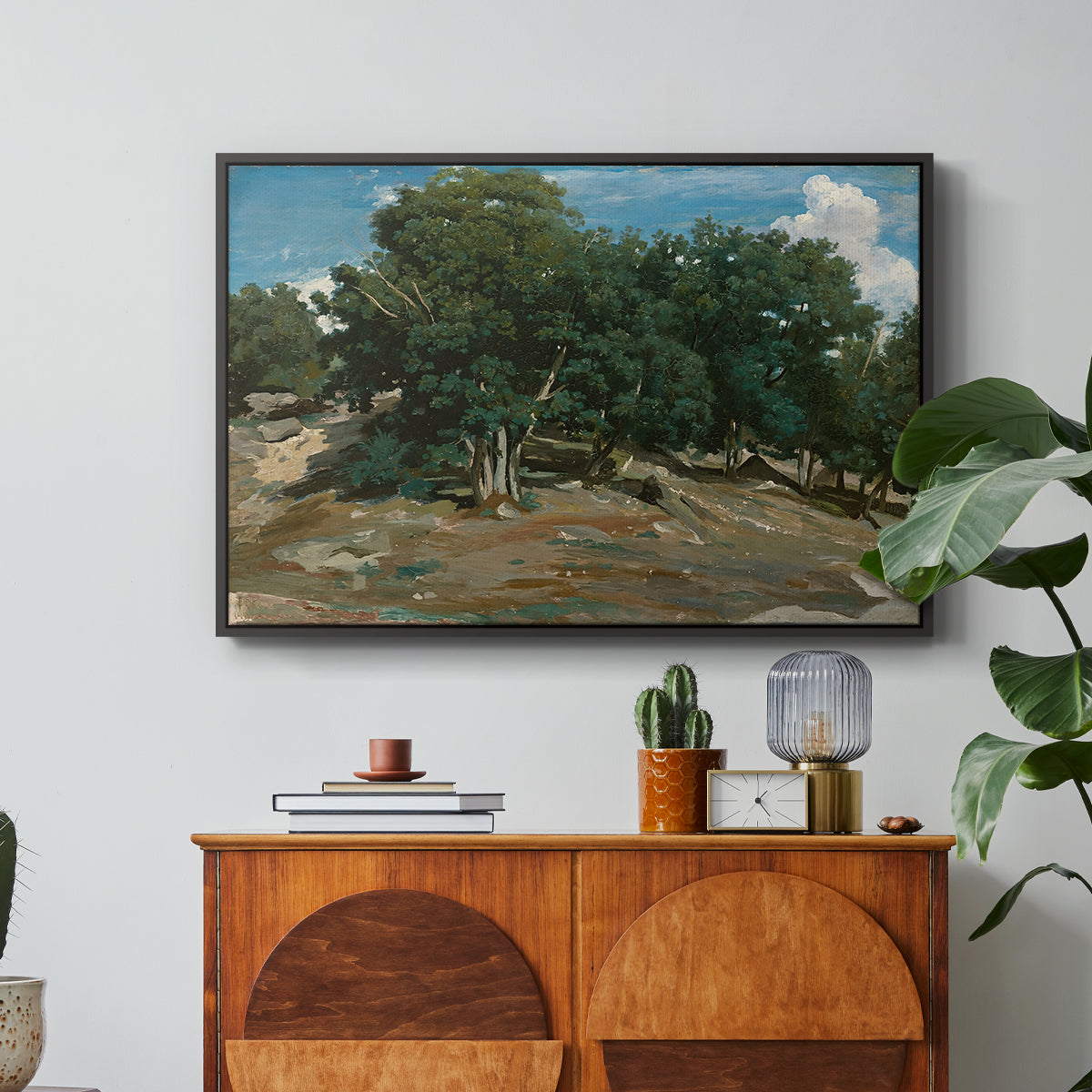 Fontainebleau: Oak Trees at Bas-Bréau, c. 1830-1835 - Floater Framed Canvas Print