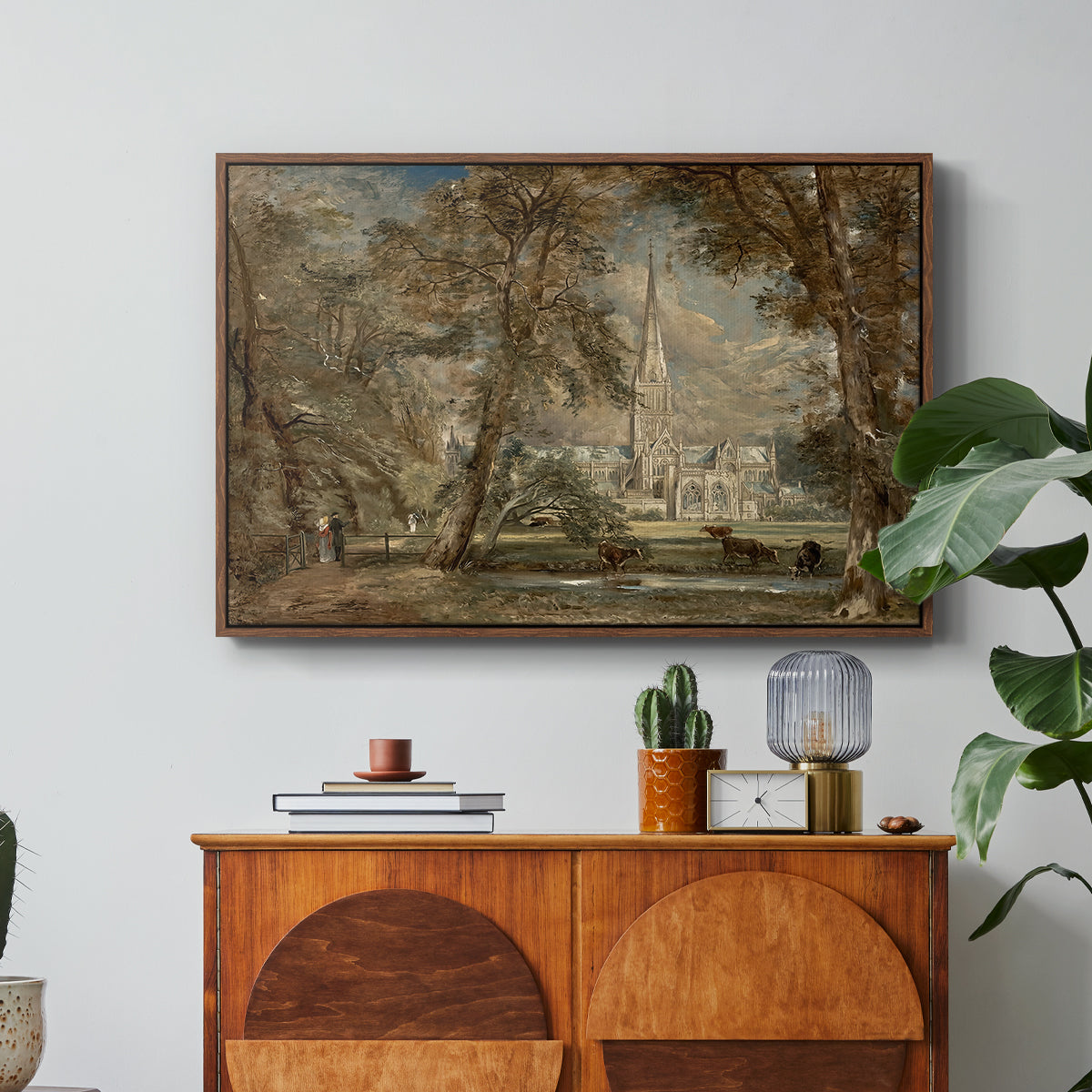 Salisbury Cathedral from the Bishop's Grounds, c. 1822-1823 - Floater Framed Canvas Print