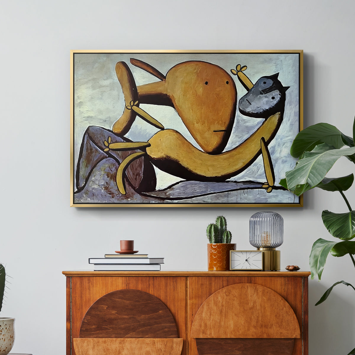 Cat and Big Fish, c. 1931 - Floater Framed Canvas Print