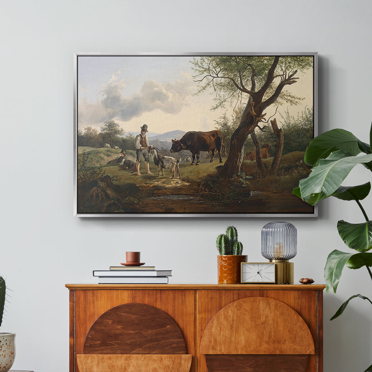 Shepherd with Billy Goat, c. 1830 - Floater Framed Canvas Print