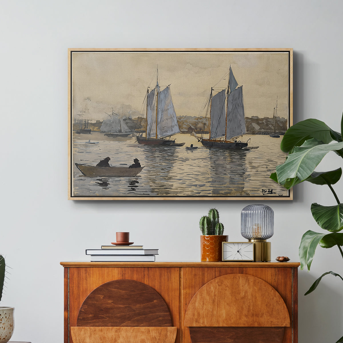 Two Schooners, Gloucester, c. 1880 - Floater Framed Canvas Print