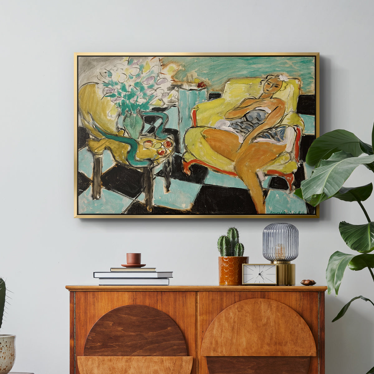 Seated Woman with Flower, 1942 - Floater Framed Canvas Print