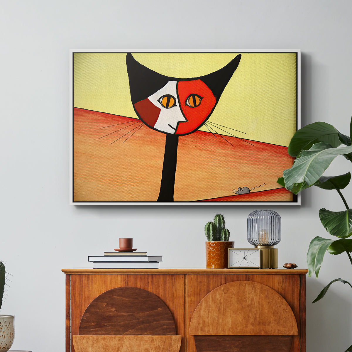 Picasso's Cat–El Gato - Floater Framed Canvas Print