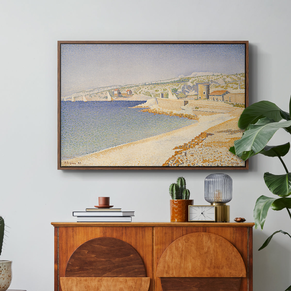 The Jetty at Cassis, Opus 198, 1889 - Floater Framed Canvas Print