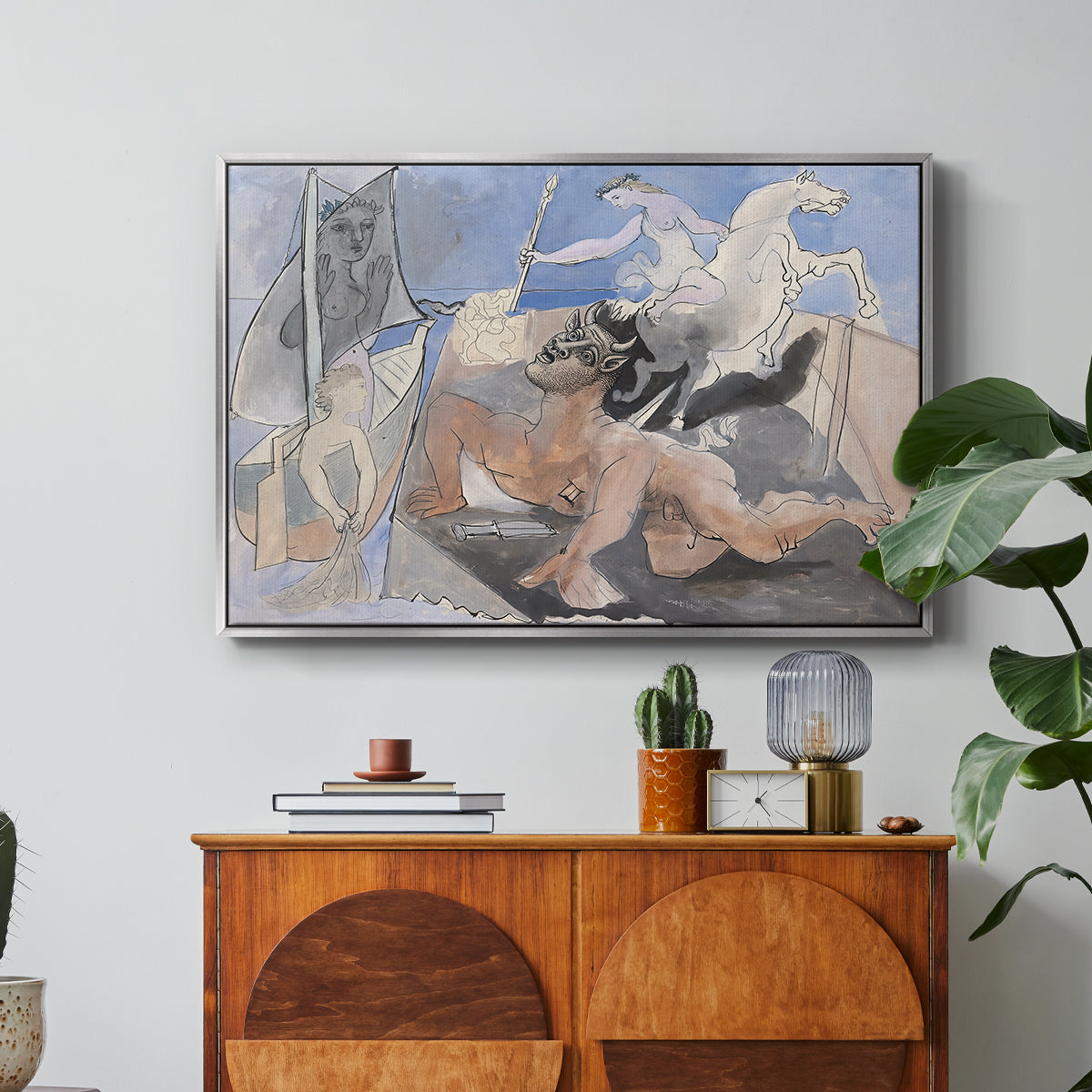 Composition with Minotaur, 1936 - Floater Framed Canvas Print