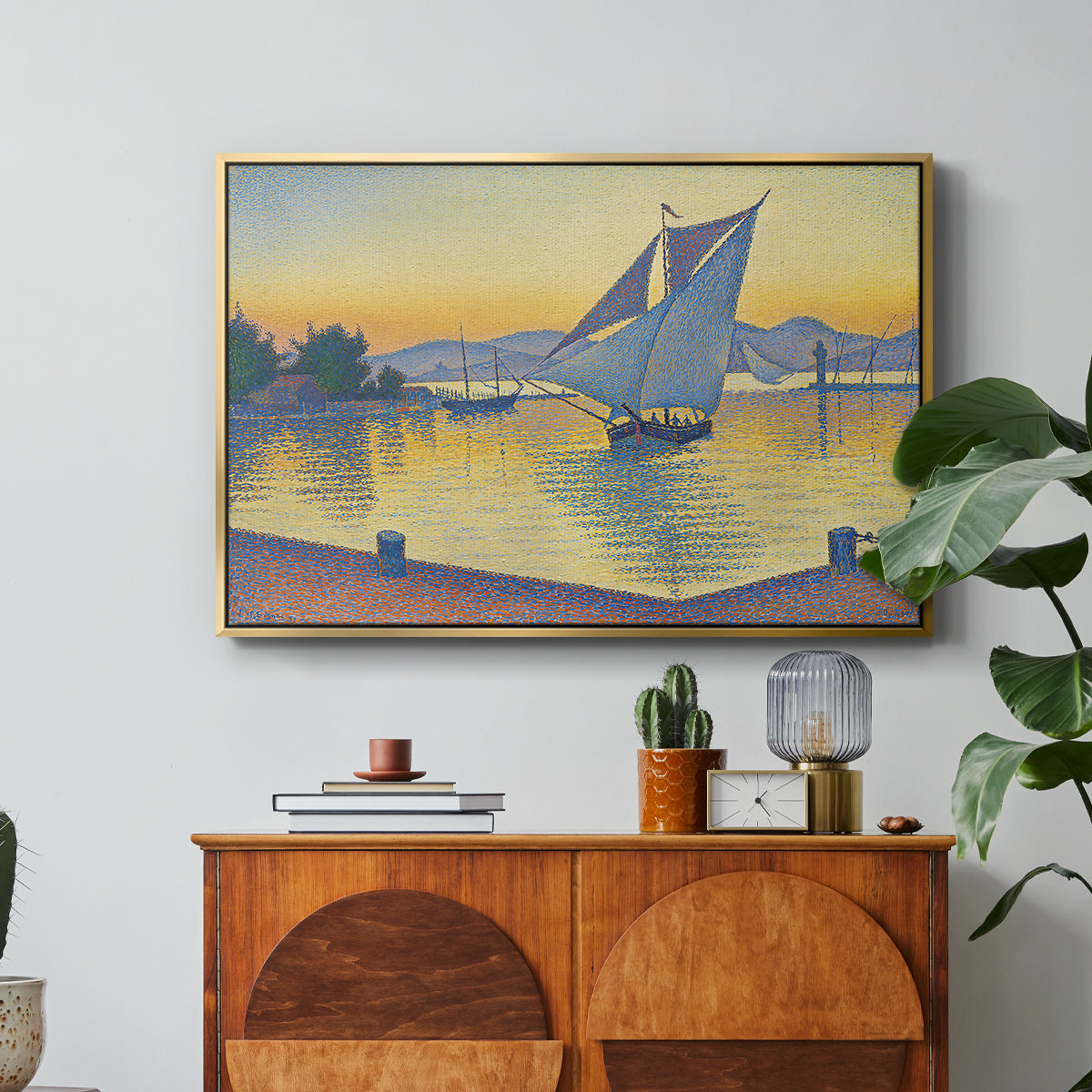The Port at Sunset, Opus 236, Saint Tropez, 1892 - Floater Framed Canvas Print