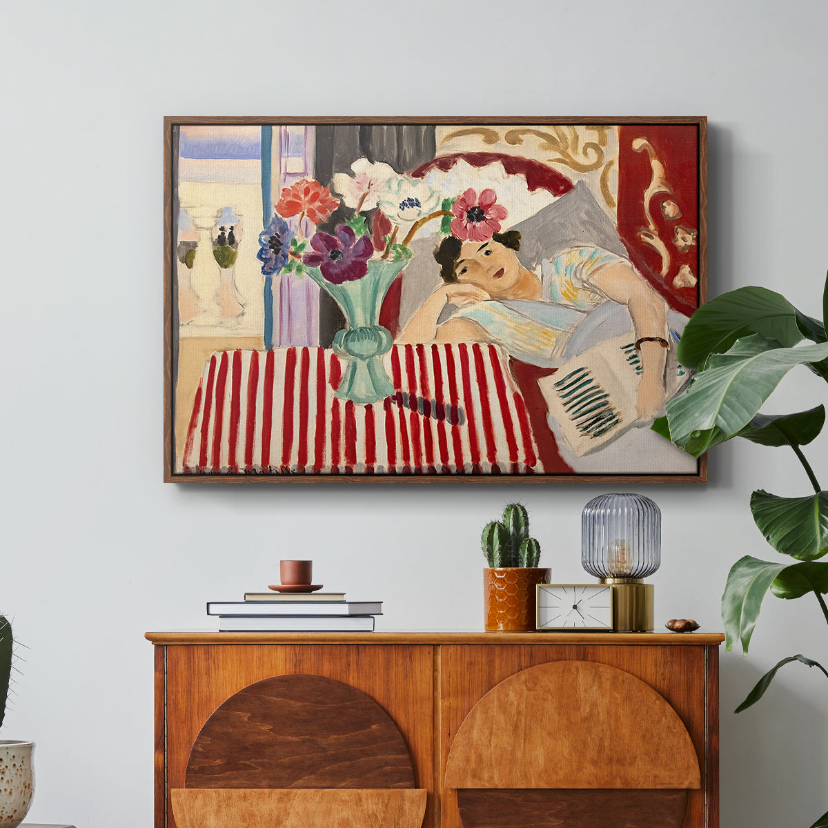 Woman with Anemones (Femme et anémones), c. 1920-1921 - Floater Framed Canvas Print