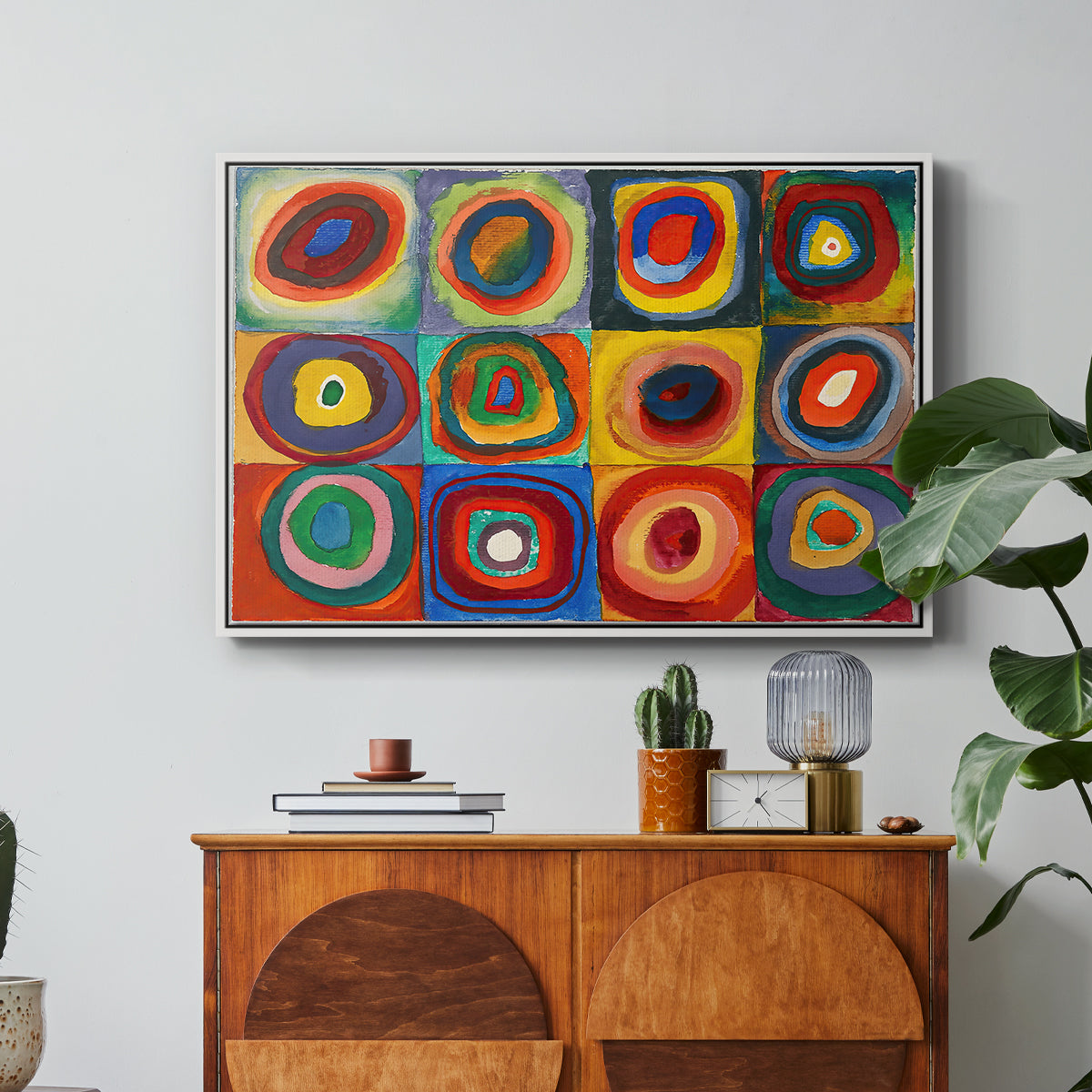 Color Study: Squares with Concentric Circles, 1913 - Floater Framed Canvas Print