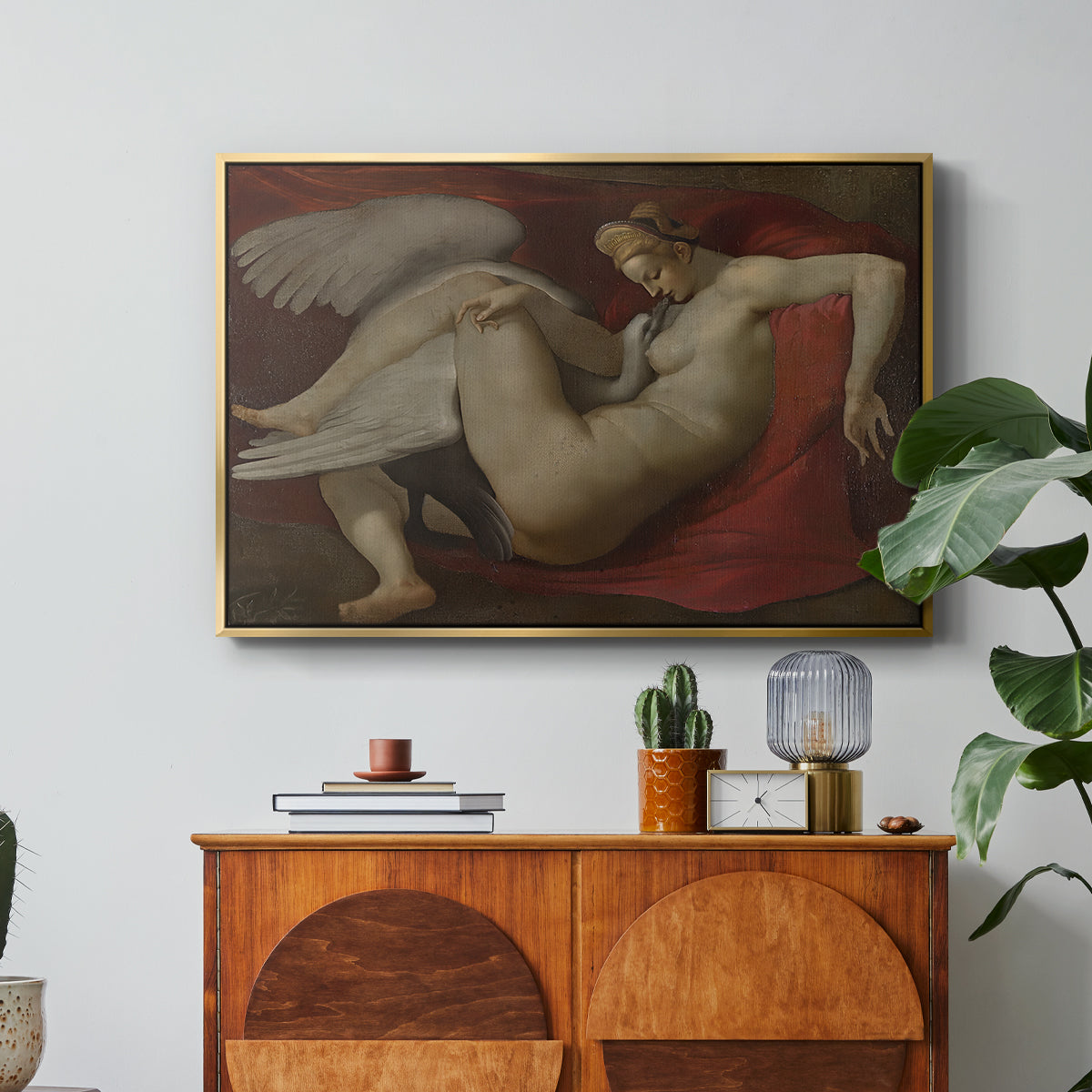 Leda and the Swan (16th-Century Version), c. 1530 - Floater Framed Canvas Print