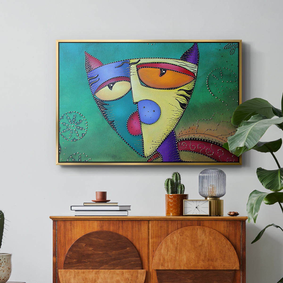 Celestial Cat - Floater Framed Canvas Print