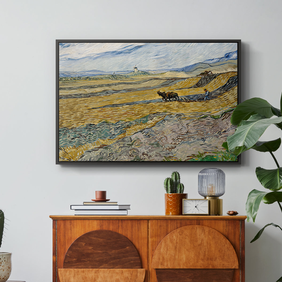 Enclosed Field with Ploughman, 1889 - Floater Framed Canvas Print