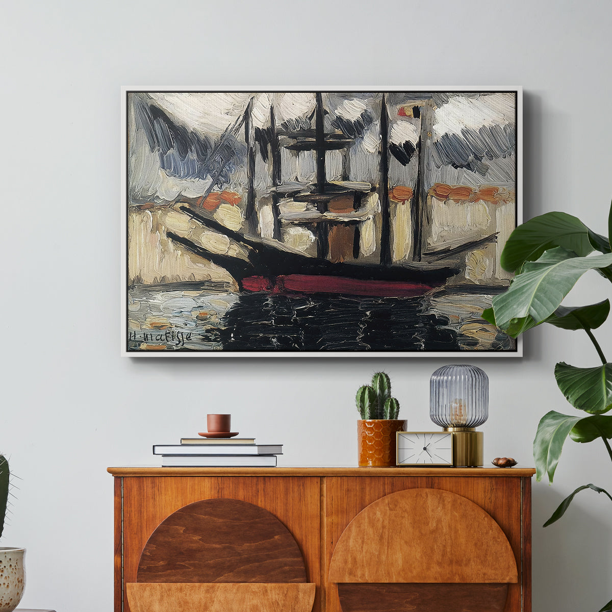 Two Boats Side by Side, Port of Marseilles, c. 1916 - Floater Framed Canvas Print