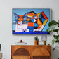 Cassie Thinking about Cubism - Floater Framed Canvas Print