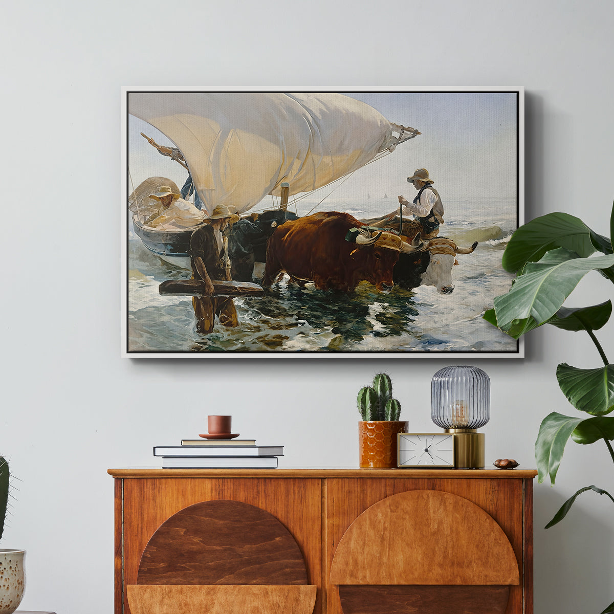 The Return from Fishing: Hauling the Boat, 1894 - Floater Framed Canvas Print