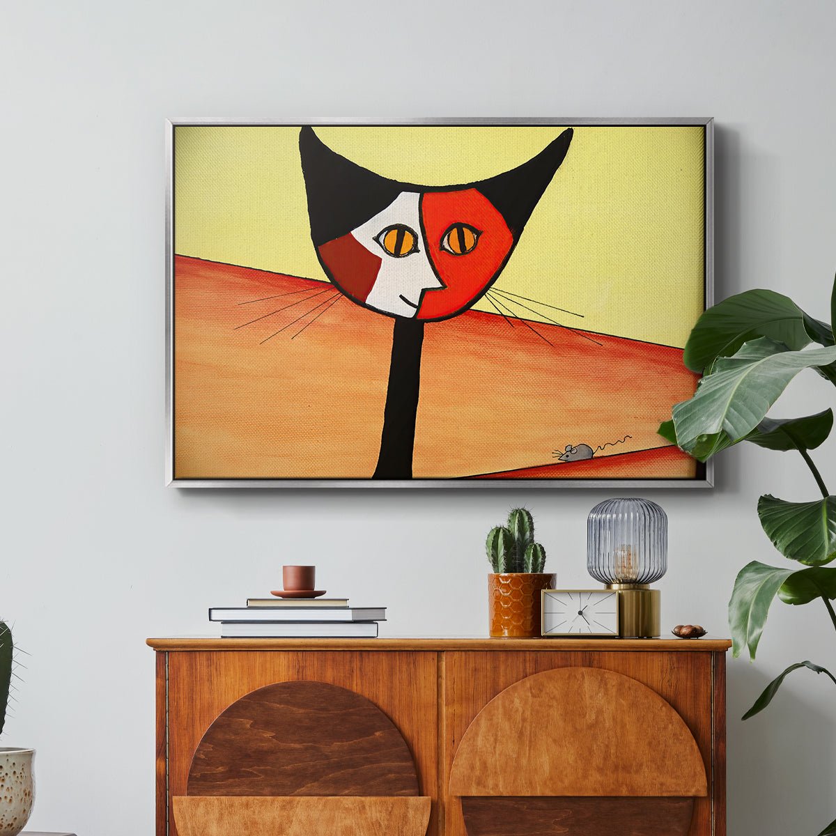 Picasso's Cat–El Gato - Floater Framed Canvas Print