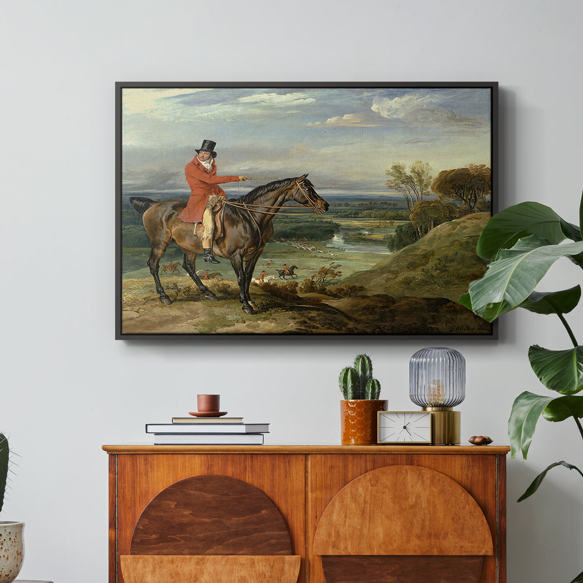 John Levett Hunting at Wychnor, Staffordshire, 1818 - Floater Framed Canvas Print