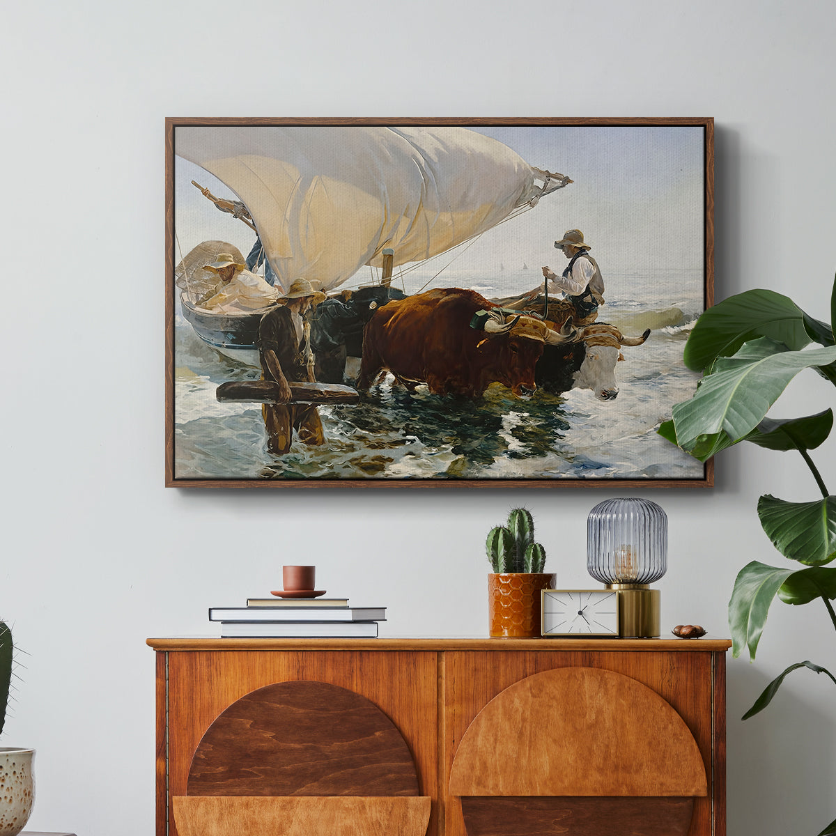 The Return from Fishing: Hauling the Boat, 1894 - Floater Framed Canvas Print