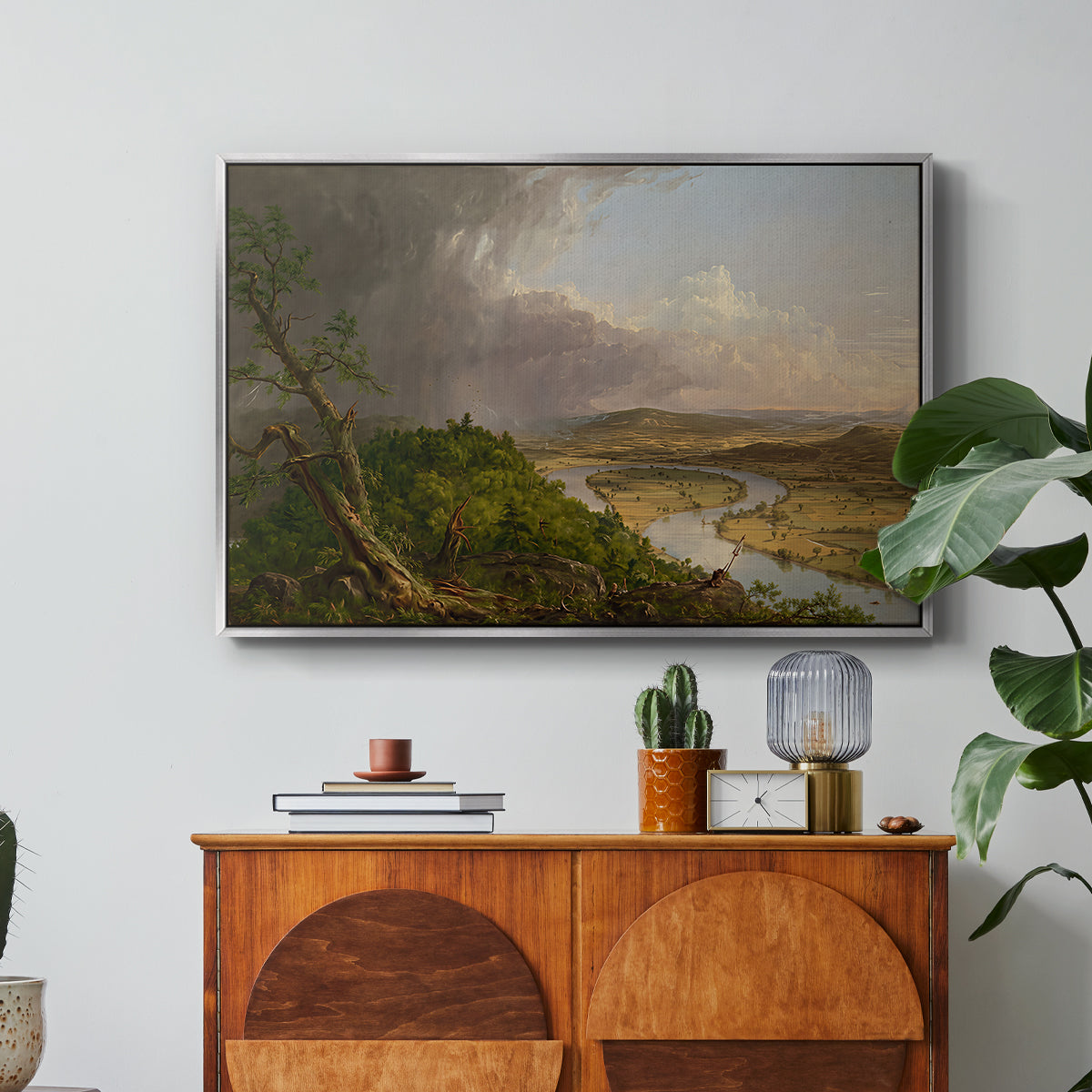 View from Mount Holyoke, Northampton, Massachusetts, after a Thunderstorm (Oxbow), 1836 - Floater Framed Canvas Print
