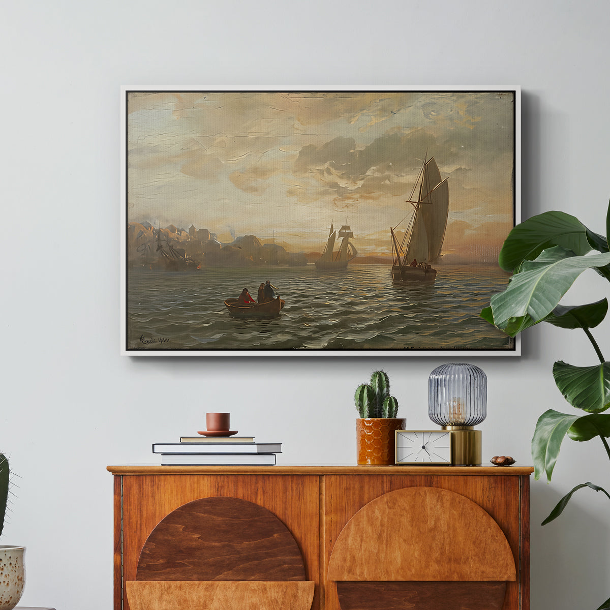 View from the Oslofjord, 1866 - Floater Framed Canvas Print