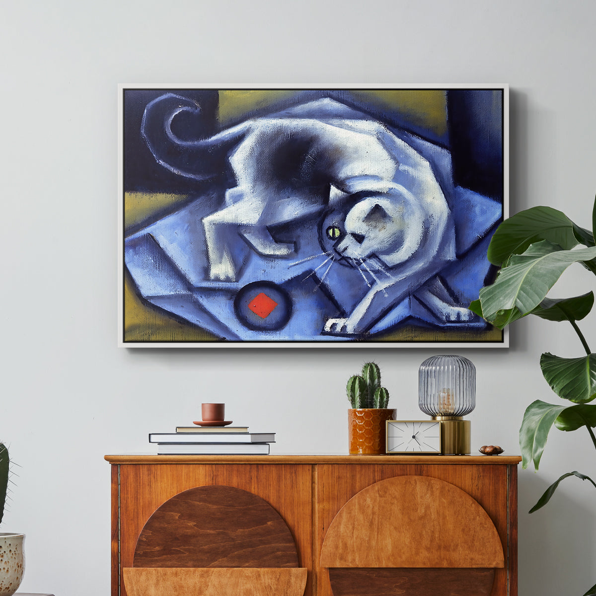 Cat Playing with a Ball, 1945-1950 - Floater Framed Canvas Print